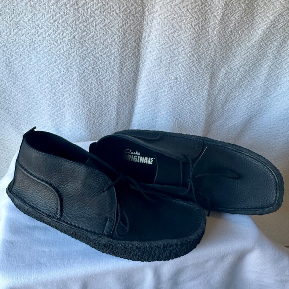 CLARKS MEN'S DESERT RAIN BLACK LEATHER 26180626 10 1/2 - Picture 2 of 5